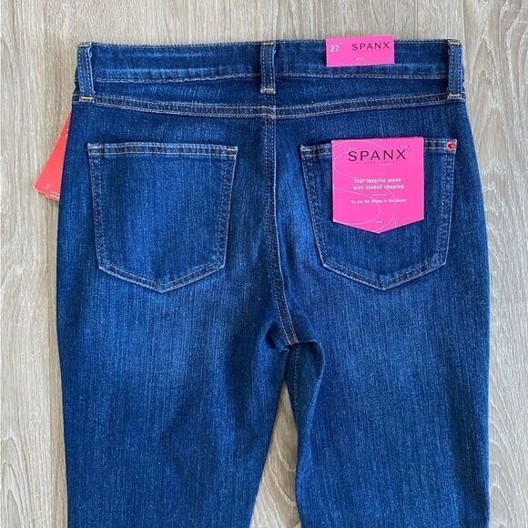 NWT Spanx Slim X Skinny Dark Wash High Rise Denim Jeans, Size 27 - Picture 8 of 8